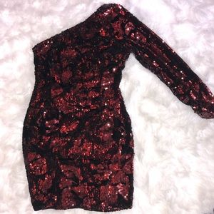 Wine sequin dress